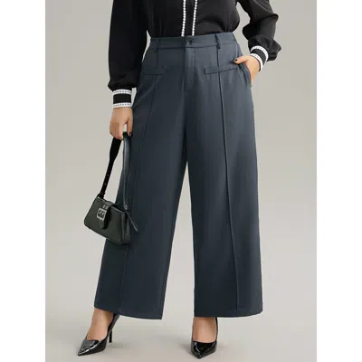 Bloomchic Women's Plus Size Static-free Plain High Rise Elastic Waist Pants Dimgray High Rise Office 26/4x