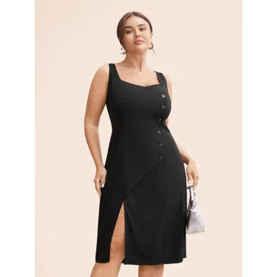 Bloomchic Women's Plus Size Stretch Woven Cut-out Midi Dress Black Non Midi Office Button 22-24/3x