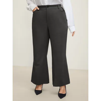 Bloomchic Women's Plus Size Stretch Woven Micro Flare Pants Dimgray Non Straight Fit Mid Rise Office 18-20/2x