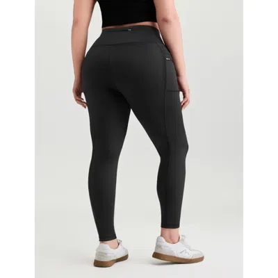 Bloomchic Women's Plus Size Stretchy Back Zipper Pockets Leggings Black High Stretch Skinny Fit High Rise Casu