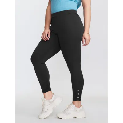Bloomchic Women's Plus Size Stretchy Button Detail Skinny-fit Leggings Black High Stretch High Rise Casual 10/