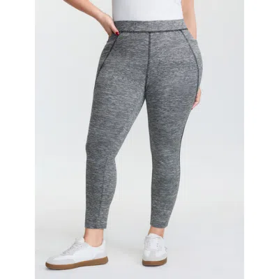 Bloomchic Women's Plus Size Stretchy Color Contrast Pocket Skinny-fit Pants Darkgray Solid Skinny Fit Mid Rise In Gray