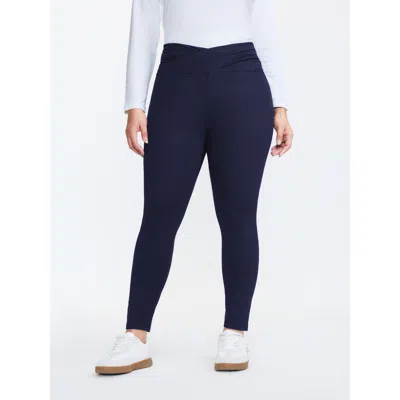 Bloomchic Women's Plus Size Stretchy Cross Waist Slim Fit Leggings Indigo High Stretch Skinny Fit High Rise Ca In Purple