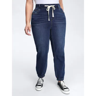 Bloomchic Women's Plus Size Stretchy Drawstring Cuffed Jogger Jeans Denimindigo Elastic Waist Tapered Ankle Me