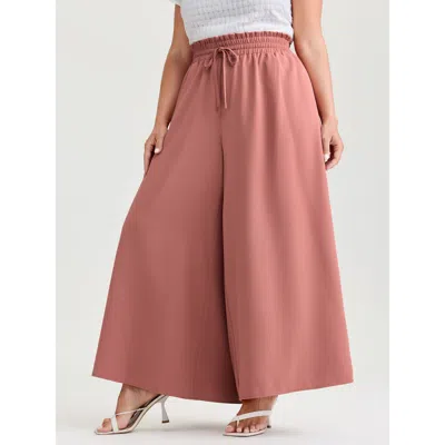 Bloomchic Women's Plus Size Stretchy Drawstring Waist Pockets Pants Rouge Non A-line High Rise Elegant 12/l In Red