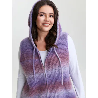Bloomchic Women's Plus Size Stretchy Heather Hooded Zipper Knit Cardigan Deeppurplered Sleeveless 10/m