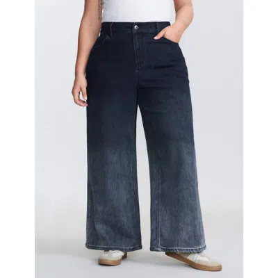 Bloomchic Women's Plus Size Stretchy Mid Rise Wide Leg Jeans Denimindigo Wide Leg Medium Stretch 10/m