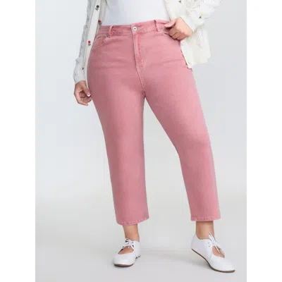 Bloomchic Women's Plus Size Stretchy Mid-rise Bootcut Jeans Lightpink Slight Flare High Stretch 10/m
