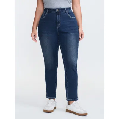 Bloomchic Women's Plus Size Stretchy Mid-rise Skinny-fit Jeans Denimindigo Non Boyfriend High Stretch 10/m