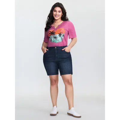Bloomchic Women's Plus Size Stretchy Skinny-fit Denim Shorts Denimindigo High Stretch Casual 10/m