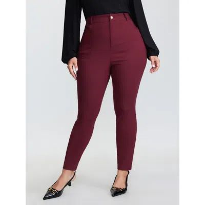 Bloomchic Women's Plus Size Stretchy Skinny-fit Pants Scarlet Solid Skinny Fit High Rise Elegant 12/l In Red