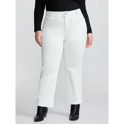 Bloomchic Women's Plus Size Stretchy Straight-leg Jeans Opticwhite Straight Fit High Stretch 10/m In White