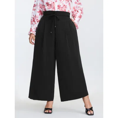Bloomchic Women's Plus Size Stretchy Waist Drawstring Pockets Pants Black Non A-line High Rise Elegant 12/l