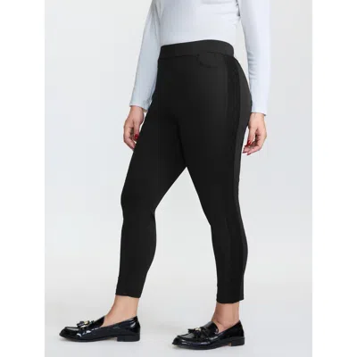 Bloomchic Women's Plus Size Stretchy Waistband Skinny-fit Pants Black Solid Skinny Fit Mid Rise Elegant 12/l