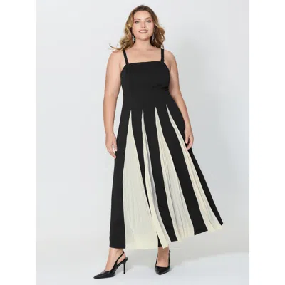 Bloomchic Women's Plus Size Stripes Color Contrast Detachable Straps Maxi Dress Black Non Maxi Party Colorbloc