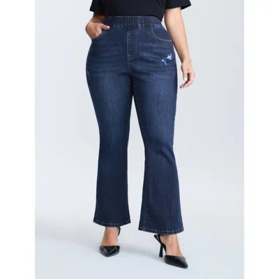Bloomchic Women's Plus Size Super Stretchy High-rise Flare Jeans Denimindigo Not Graphics Non Flared High Stre