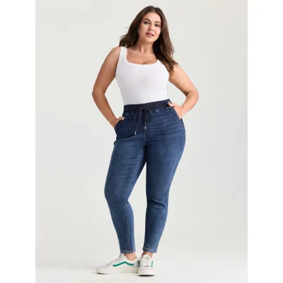 Bloomchic Women's Plus Size Super Stretchy Pull-on Skinny-fit Jeans Bluevintage Not Graphics Smocked Skinny Fi