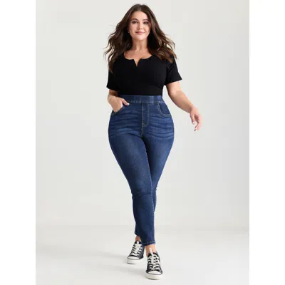 Bloomchic Women's Plus Size Super Stretchy Supersoft Skinny-fit Jeans Midblue Not Graphics Non Skinny Fit High