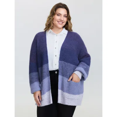 Bloomchic Women's Plus Size Super Stretchy Textured Pocket Knit Cardigan Multicolor Long Sleeve 28/5x