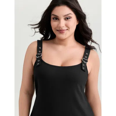 Bloomchic Women's Plus Size Supersoft Adjustable Shoulder Strap Plain Tank Top Black Casual X-line 22-24/3x