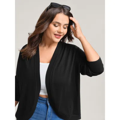 Bloomchic Women's Plus Size Supersoft Arc Swing Front-open Lightweight Cardigan Black Long Sleeve V-neck 28/5x