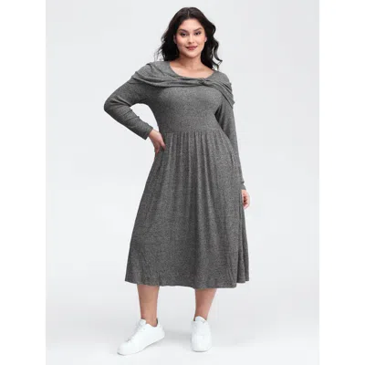 Bloomchic Women's Plus Size Supersoft Bowknot Stretchy Waist Midi Dress Black Non Midi Casual 18-20/2x