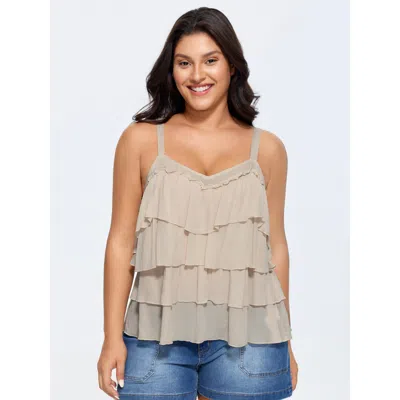 Bloomchic Women's Plus Size Supersoft Breathable Layered Tank Top Nudepink Casual A-line Sweetheart Neck 18-20