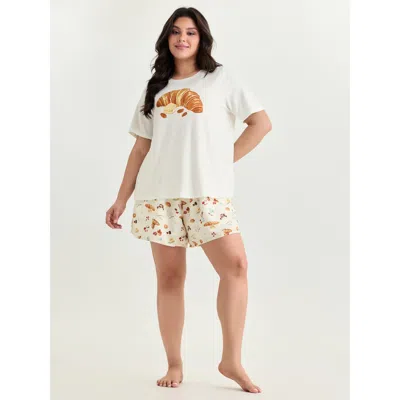 Bloomchic Women's Plus Size Supersoft Butter Croissant Print Lounge Set Multicolor 30/6x