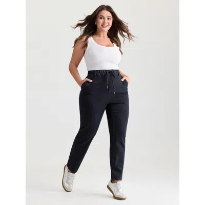 Bloomchic Women's Plus Size Supersoft Cinched Stretchy Waist Skinny-fit Jeans Darkindigo Not Graphics Non Skin In Purple
