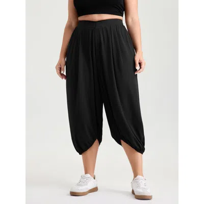 Bloomchic Women's Plus Size Supersoft Cropped Jogger Pants Black Jogger Mid Rise Casual 22-24/3x