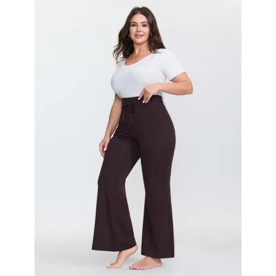 Bloomchic Women's Plus Size Supersoft Drawstring Bootcut Lounge Bottoms Browncoffeecolor Knee 22-24/3x