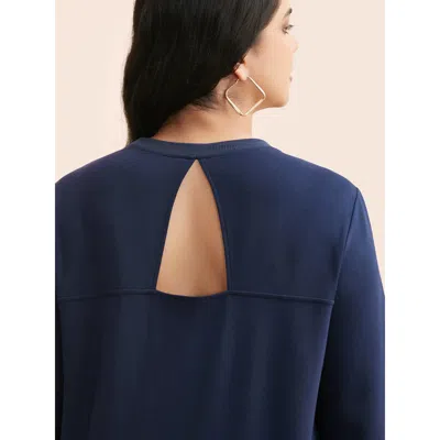 Bloomchic Women's Plus Size Supersoft Essentials Cut Out Sweatshirt Navy Everyday 14-16/1x In Blue