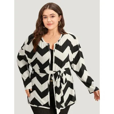 Bloomchic Women's Plus Size Supersoft Essentials Halloween Geometric Belted Kimono Black Belted 14-16/1x