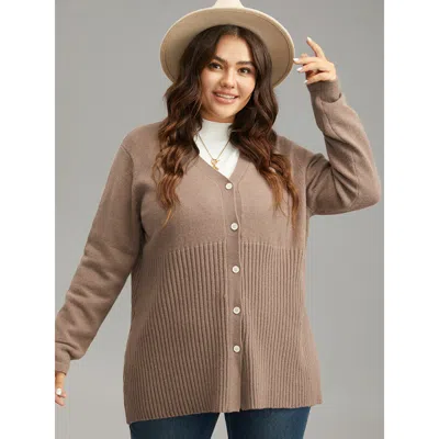 Bloomchic Women's Plus Size Supersoft Essentials Plain Button Up Texture Cardigan Rouge Long Sleeve 10/m In Red