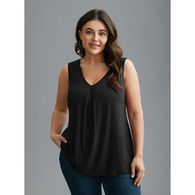 Bloomchic Women's Plus Size Supersoft Essentials V-neck Tank Top Black Casual V-neck 12/l