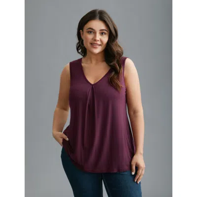 Bloomchic Women's Plus Size Supersoft Essentials V-neck Tank Top Deeppurplered Casual V-neck 10/m