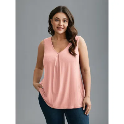 Bloomchic Women's Plus Size Supersoft Essentials V-neck Tank Top Lightpink Casual V-neck 10/m