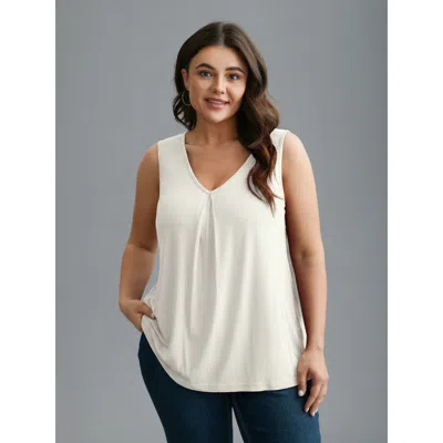 Bloomchic Women's Plus Size Supersoft Essentials V-neck Tank Top Originalwhite Casual V-neck 10/m