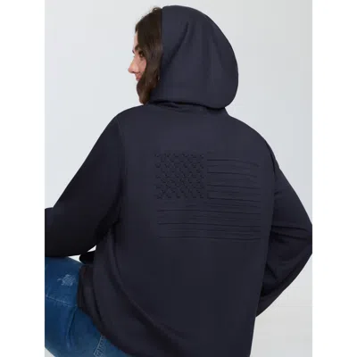 Bloomchic Women's Plus Size Supersoft Flag Pattern Hoodie Indigo Not Graphics Casual Hooded Neck 10/m In Purple