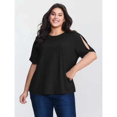 Bloomchic Women's Plus Size Supersoft Half-sleeve Crewneck T-shirt Black Non Casual Short Sleeve 30/6x