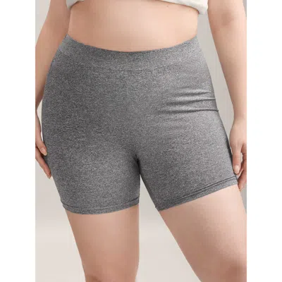 Bloomchic Women's Plus Size Supersoft Heather Stretchy Skinny-fit Shorts Darkgray Casual Skinny Fit Non Shorts In Gray