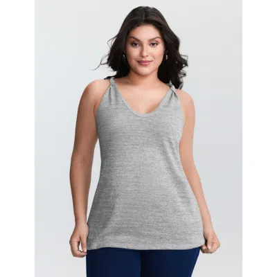 Bloomchic Women's Plus Size Supersoft Heather V-neck Relaxed-fit Tank Top Darkgray Casual Fit & Flare V-neck 2 In Gray