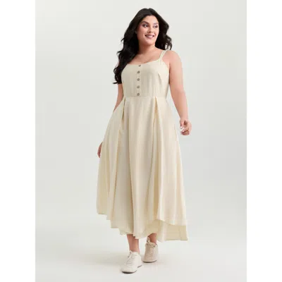 Bloomchic Women's Plus Size Supersoft High Low Hem Scoop Neckline Maxi Dress Beige Non Maxi Casual Gathered 22 In Sand