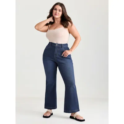 Bloomchic Women's Plus Size Supersoft High-rise Flare Jeans Midblue Not Graphics Non Flared High Stretch 28/5x