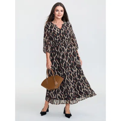 Bloomchic Women's Plus Size Supersoft Leopard Print Tiered Maxi Dress Multicolor Geometric Maxi Office 12/l