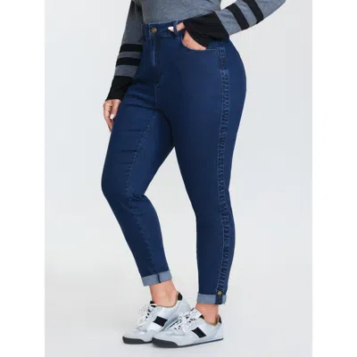 Bloomchic Women's Plus Size Supersoft Moderate Stretch Skinny-fit Jeans Darkindigo Not Graphics Non Skinny Fit In Purple