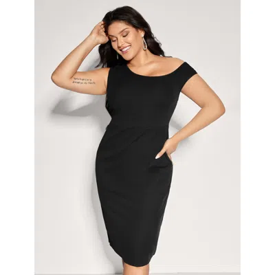 Bloomchic Women's Plus Size Supersoft One-shoulder Bodycon Mini Dress Black Non Knee Party Non 22-24/3x