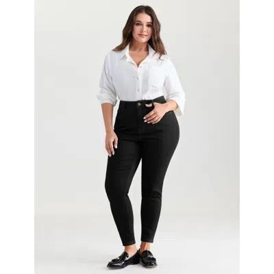 Bloomchic Women's Plus Size Supersoft Skinny-fit Cropped Fit Jeans Denimblack Not Graphics Non Skinny Fit High In Black