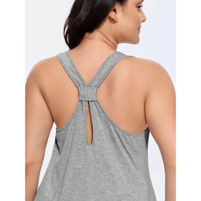 Bloomchic Women's Plus Size Supersoft Stretchy Curvy Hem Plain Tank Top Mediumgray Casual A-line U-neck 12/l