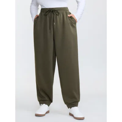 Bloomchic Women's Plus Size Supersoft Stretchy Drawstring Knit Pants Armygreen Solid Jogger Mid Rise Casual 22